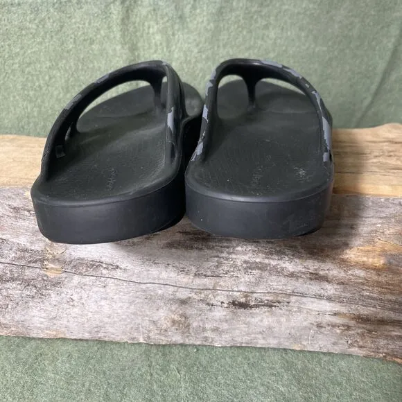 OOFOS Original Sport Recovery Slip-On Flip Flops‎ Sandals Blk Camo Mens 13 Comfy