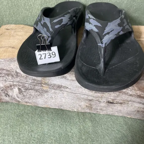 OOFOS Original Sport Recovery Slip-On Flip Flops‎ Sandals Blk Camo Mens 13 Comfy