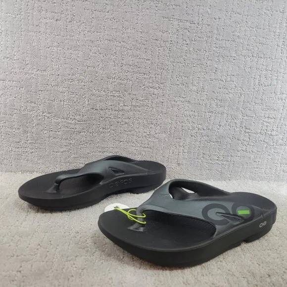 Oofos Original Unisex Size EU 45 US M12 W14 Black Sport Thong Flip Flop Sandals