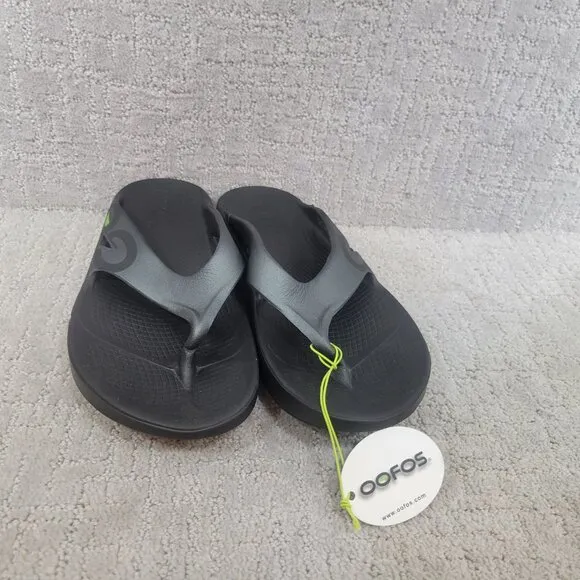 Oofos Original Unisex Size EU 45 US M12 W14 Black Sport Thong Flip Flop Sandals