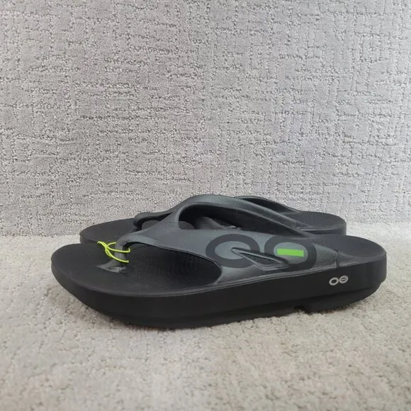 Oofos Original Unisex Size EU 45 US M12 W14 Black Sport Thong Flip Flop Sandals