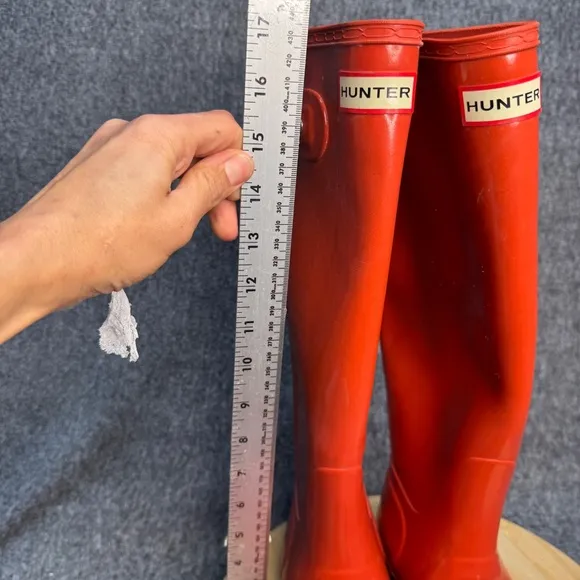 Orange Tall Hunter Rain Boots Size 10 Clementine Orange Waterproof Side Buckle