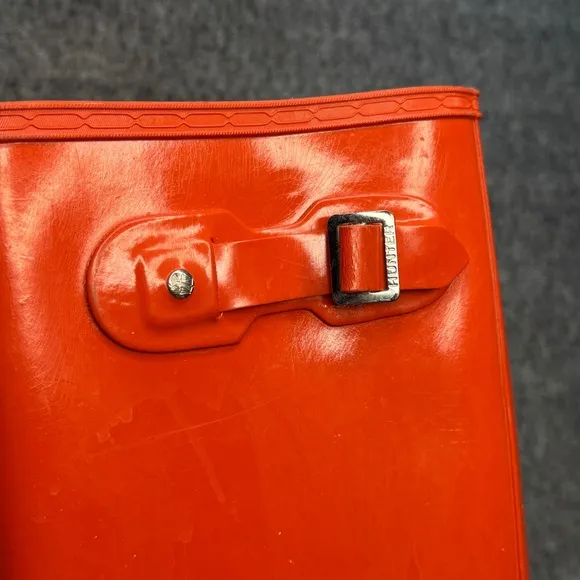 Orange Tall Hunter Rain Boots Size 10 Clementine Orange Waterproof Side Buckle
