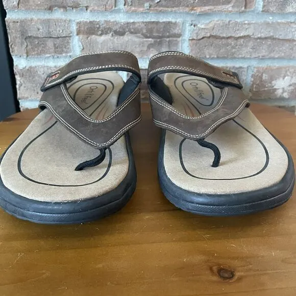 OrthoFeet Eldorado Sandals Men's 11.5D Flip Flop Brown Comfort Orthopedic Arch