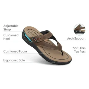 OrthoFeet Eldorado Sandals Men's 11.5D Flip Flop Brown Comfort Orthopedic Arch