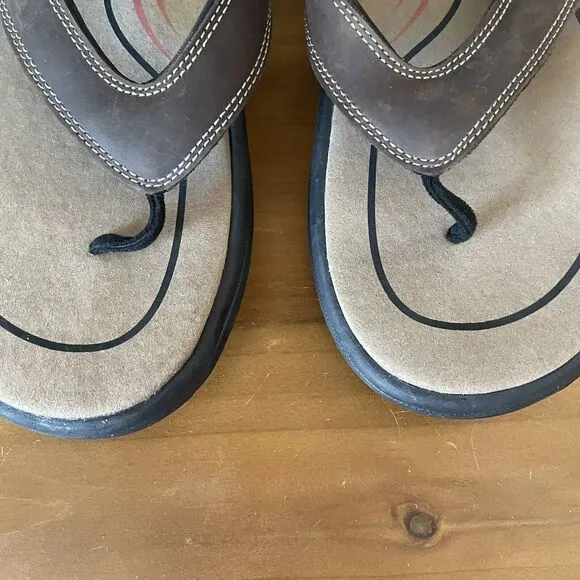 OrthoFeet Eldorado Sandals Men's 11.5D Flip Flop Brown Comfort Orthopedic Arch