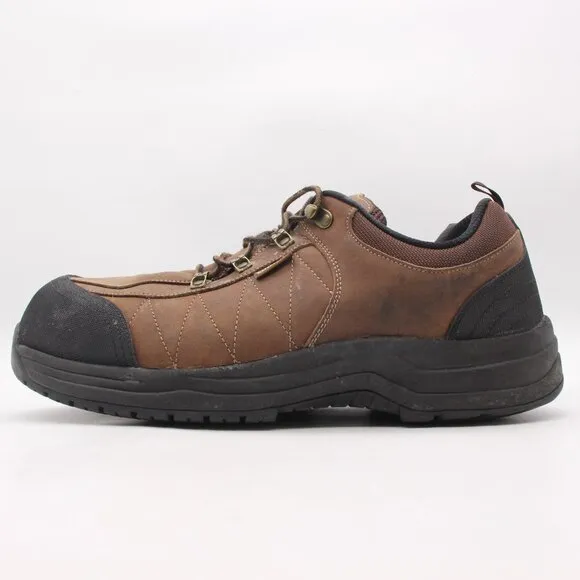 Orthofeet Men’s 14 2E Brown Leather 692 Lace Up Waterproof Steel toed Shoes