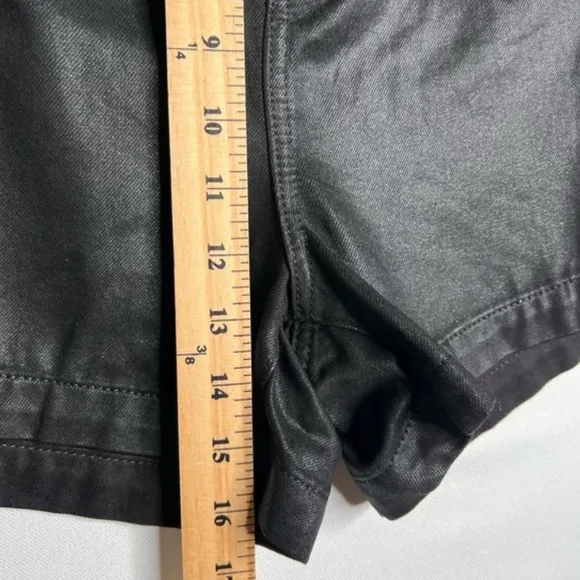 PAIGE Black Coated Faux Leather Pleated Front Shorts High Rise Women $189NWT