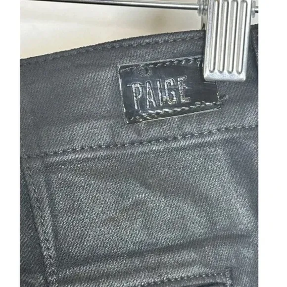 PAIGE Black Coated Faux Leather Pleated Front Shorts High Rise Women $189NWT