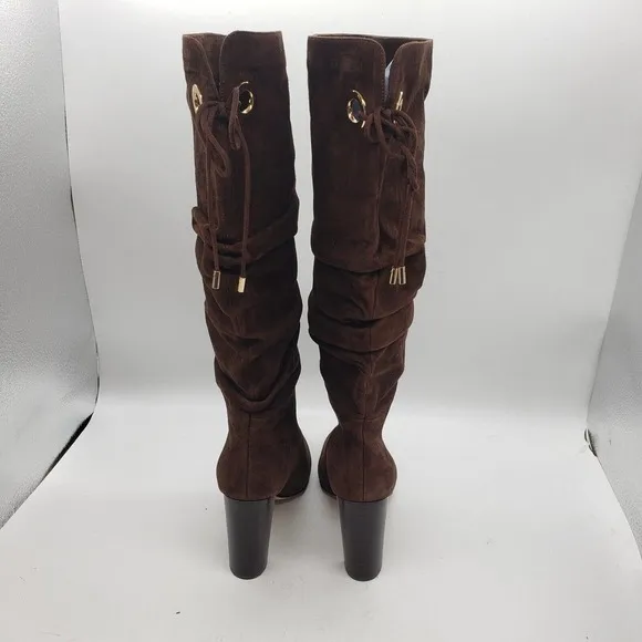 Paige Womens Lilly Tall High Heel Boots Size 5 brown suede rouched pointed toe