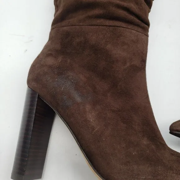 Paige Womens Lilly Tall High Heel Boots Size 5 brown suede rouched pointed toe