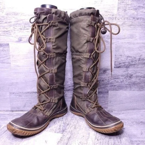 Pajar Canada Grip Tall Lace Up Boot Water Resistant Green sz 36 Women's sz 5/5.5