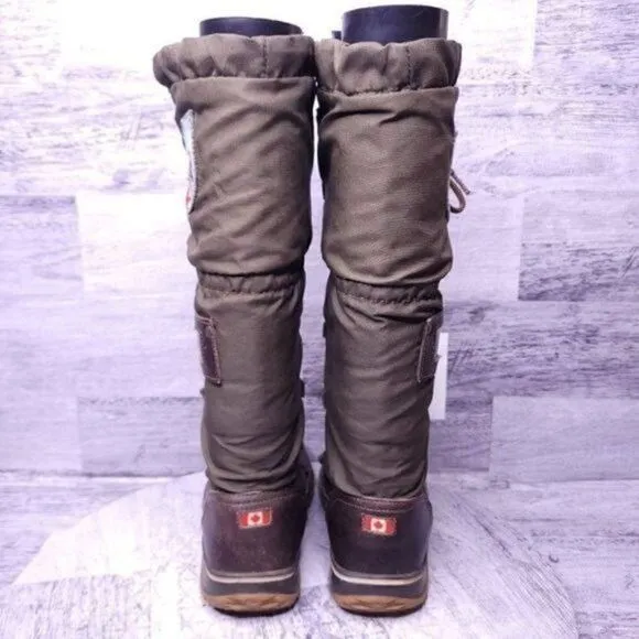 Pajar Canada Grip Tall Lace Up Boot Water Resistant Green sz 36 Women's sz 5/5.5