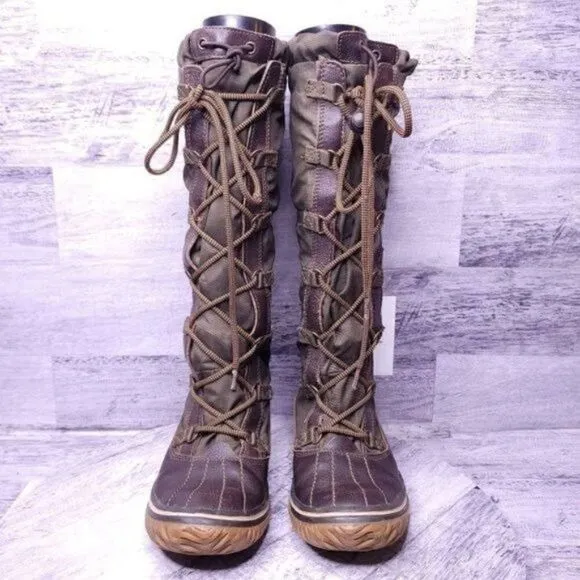 Pajar Canada Grip Tall Lace Up Boot Water Resistant Green sz 36 Women's sz 5/5.5