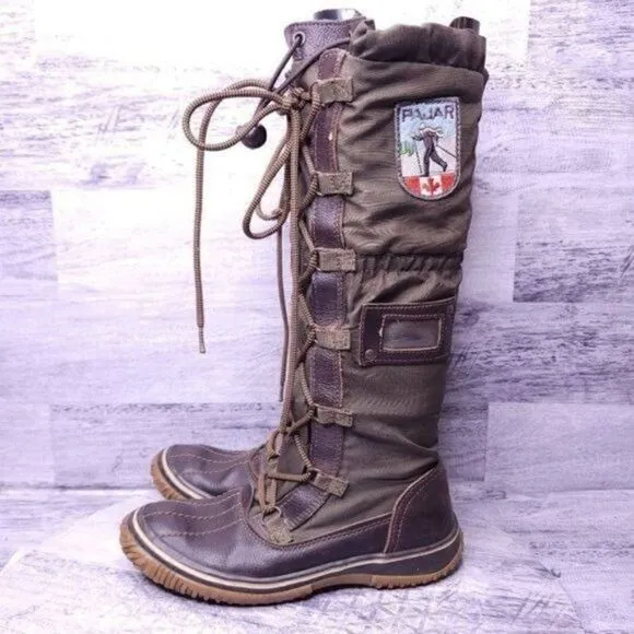 Pajar Canada Grip Tall Lace Up Boot Water Resistant Green sz 36 Women's sz 5/5.5