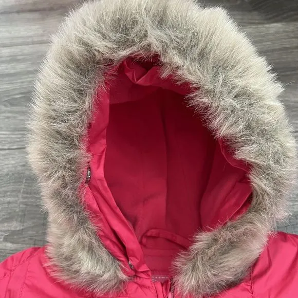 Pampolina Baby Girls Pink Hooded Ski Jacket sz 9M Faux Fur Trim Winter Parka