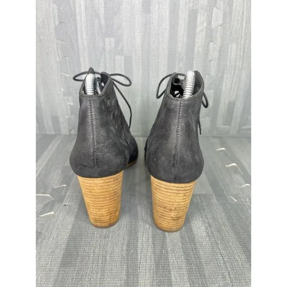 Paul Green Bali Bootie Sandals Black Size 7.5 Lace Up Leather