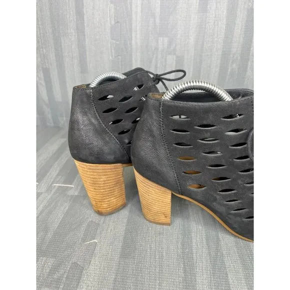 Paul Green Bali Bootie Sandals Black Size 7.5 Lace Up Leather