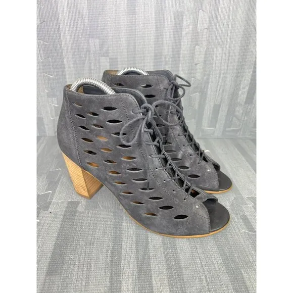 Paul Green Bali Bootie Sandals Black Size 7.5 Lace Up Leather