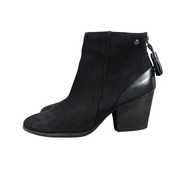 Paul Green Shoes Womens 7.5 Bootie Jada Tassel Black Leather Water Resistant Zip