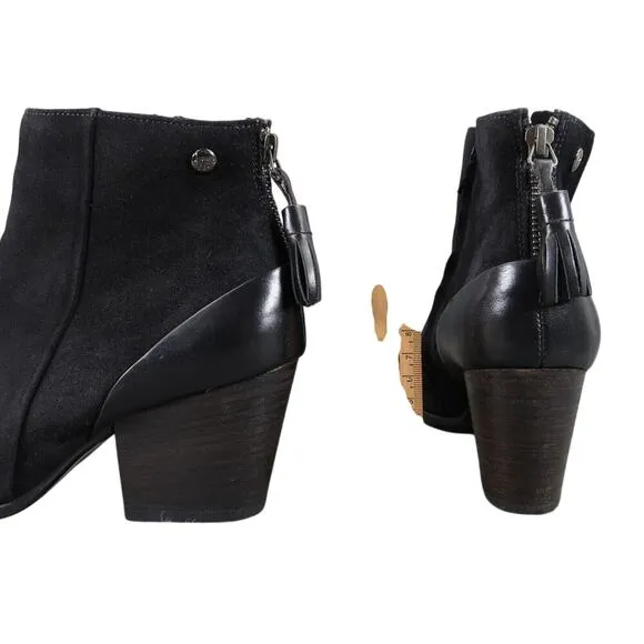 Paul Green Shoes Womens 7.5 Bootie Jada Tassel Black Leather Water Resistant Zip