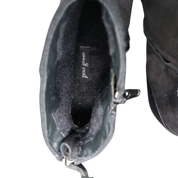 Paul Green Shoes Womens 7.5 Bootie Jada Tassel Black Leather Water Resistant Zip