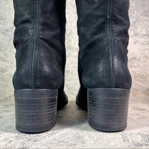 Paul Green Women's Black Suede Leather Buckle Zippered Tall Boots