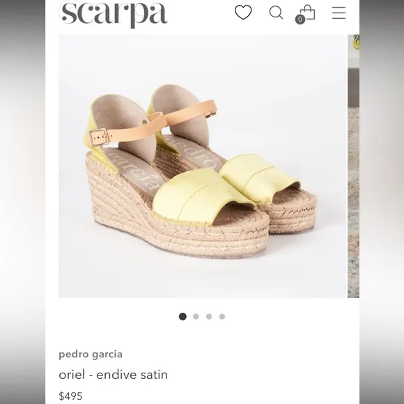 Pedro Garcia Oriele Espadrille Wedge Leather /Satin Sandals Tan Size 39/9