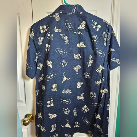 Pendleton Shoreline NWT 100% Cotton Button Rodeo Cowboy Theme Short Sleeve