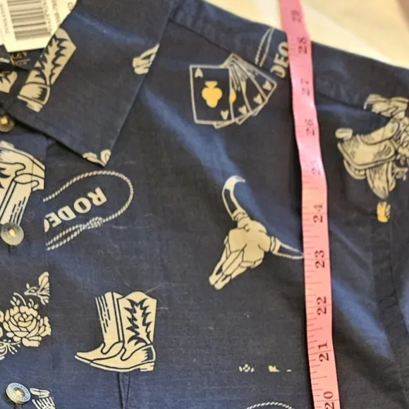 Pendleton Shoreline NWT 100% Cotton Button Rodeo Cowboy Theme Short Sleeve