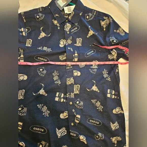 Pendleton Shoreline NWT 100% Cotton Button Rodeo Cowboy Theme Short Sleeve