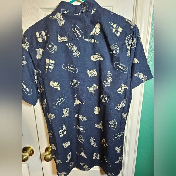 Pendleton Shoreline NWT 100% Cotton Button Rodeo Cowboy Theme Short Sleeve