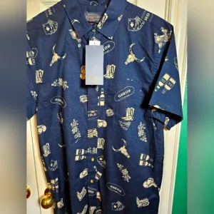 Pendleton Shoreline NWT 100% Cotton Button Rodeo Cowboy Theme Short Sleeve