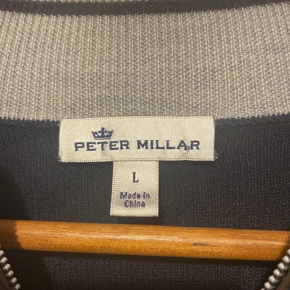 Peter Millar wool silk blend 1/4 zip dark navy lightweight sweater size large