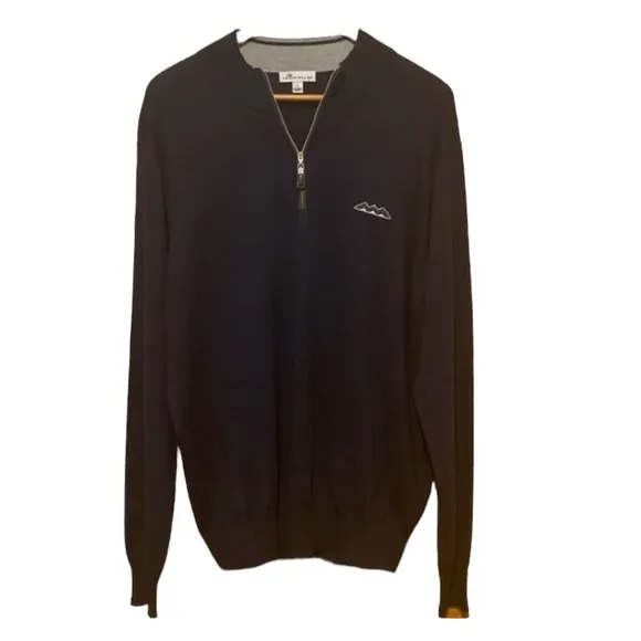 Peter Millar wool silk blend 1/4 zip dark navy lightweight sweater size large