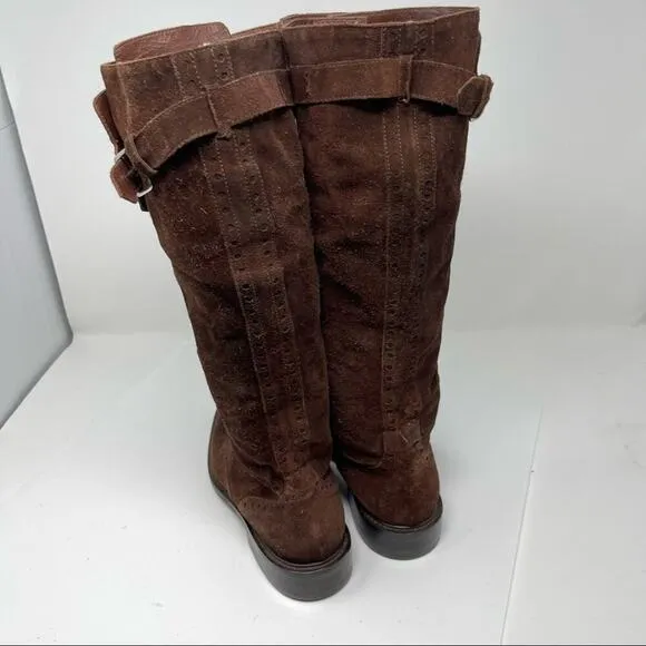 Philosophy Di Alberta Ferretti Brown suede tall lace up boots 38.5