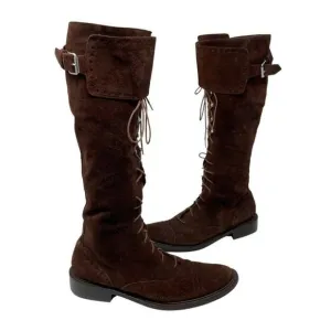 Philosophy Di Alberta Ferretti Brown suede tall lace up boots 38.5