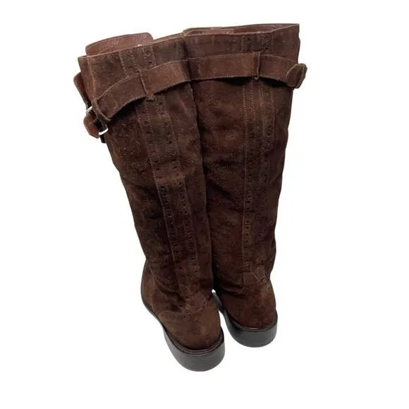 Philosophy Di Alberta Ferretti Brown suede tall lace up boots 38.5