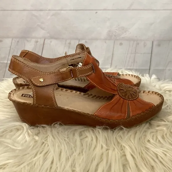 Pikolinos Size 8.5 to 9 (Euro 40) Brown Boho Comfort Wedge Sandals