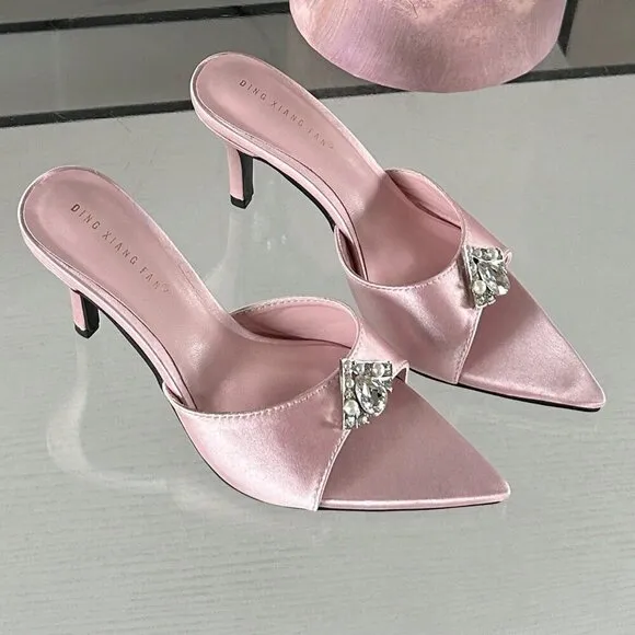 Pink Glamorous Women's Luxury Rhinestone High Heel Sandals