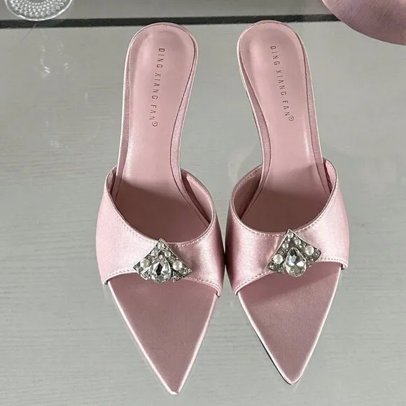 Pink Glamorous Women's Luxury Rhinestone High Heel Sandals