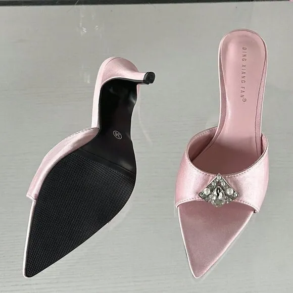 Pink Glamorous Women's Luxury Rhinestone High Heel Sandals
