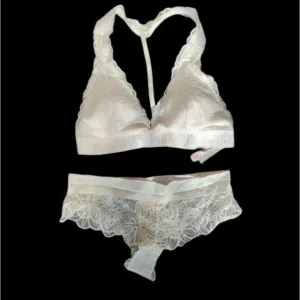 PINK  off white lace lingerie set/ wedding set