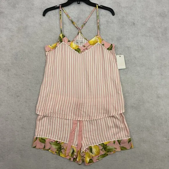 P.J. Salvage Womens 2 Piece Pajama Set Cami Shorts Small Bloom Loungewear NEW