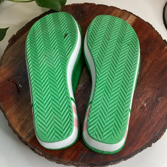 Polo Ralph Lauren 6.5 Lime Green Sandals Wedge Flip Flop Summer Casual