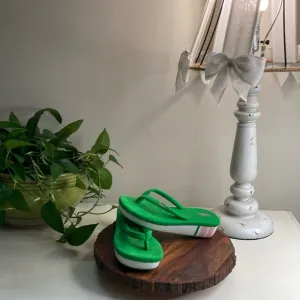 Polo Ralph Lauren 6.5 Lime Green Sandals Wedge Flip Flop Summer Casual