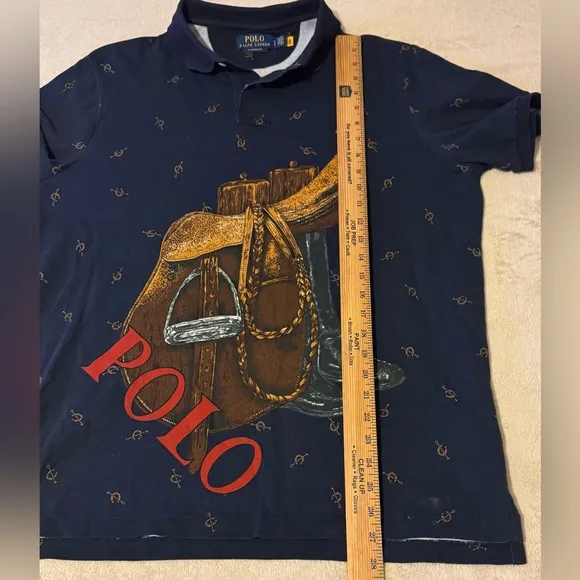 Polo Ralph Lauren &quot;Horse Saddle and Boots&quot; Graphic Short Sleeve Polo Shirt Large