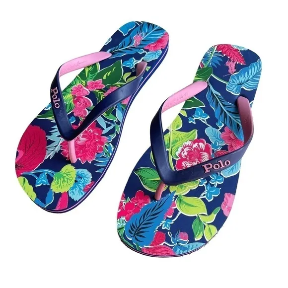 POLO Ralph Lauren Men’s Size 13 Bolt Tropical Flip Flop thongs Sandals New