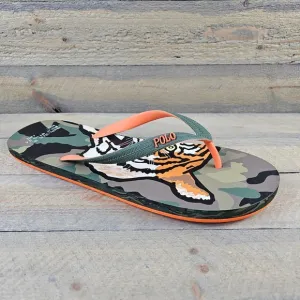 Polo Ralph Lauren Men's Whitlebury II Flip Flops Sandals Camo Tiger Orange