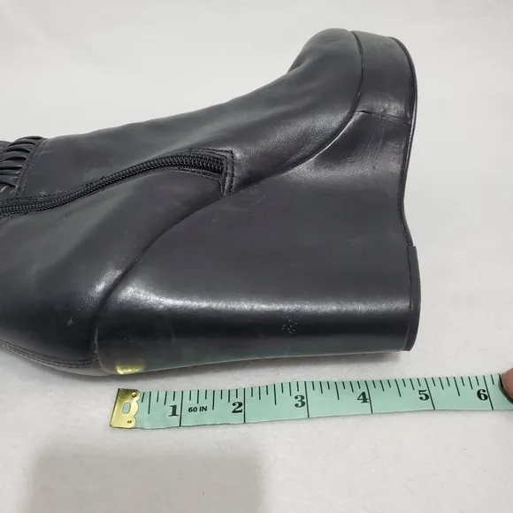 Pour La Victoire Solid Black Leather Wedge Boots